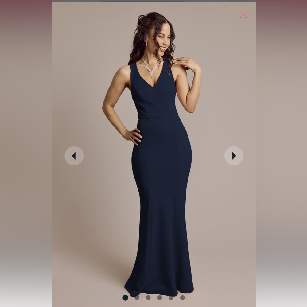 Crepe V-Neck Cross-Back Mermaid Dress - MARINE 💙